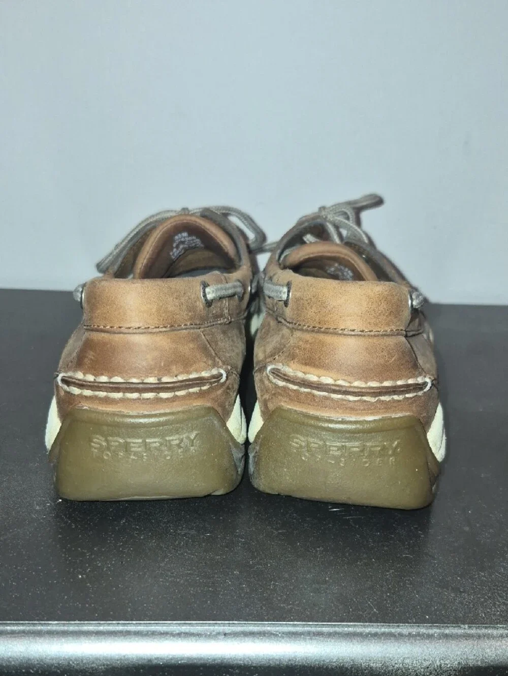 Sperry Brown Leather Boat Shoes with Cream Sole